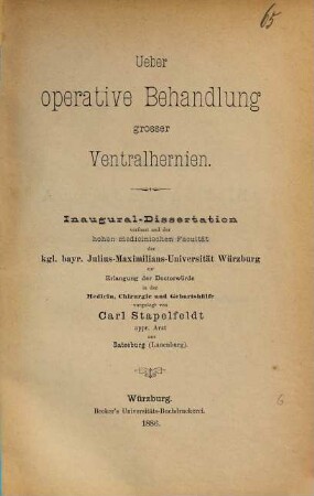 Ueber operative Behandlung grosser Ventralhernien