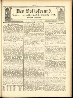 Ausgabe vom Sonntag, den 08. August 1909.