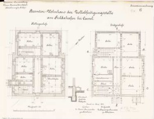 Beamtenwohnhaus der Zollabfertigungsstelle im Hafen, Kassel: Grundrisse KG, EG 1:100