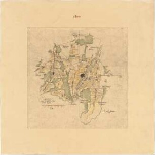 Gsaenger, Gustav; München; Gedanken und Studien zur Stadtplanung Münchens - Landschaftsraum 1800 (Lageplan)