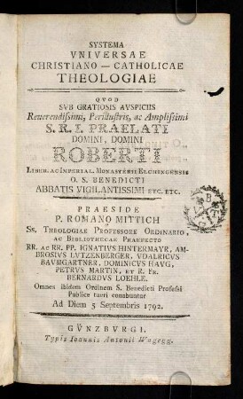 1-235, Systema Universae Christiano - Catholicae Theologiae