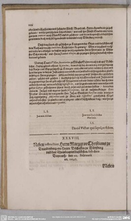 Nebeninstruction Herrn Christians, Marggraven zu Brandenburg, an Herrn Bischoffen zu Würtzburg