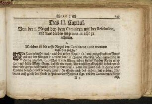 Das II. Capitul. Von der I. Regul bey dem Caminiren mit der Resolution, und was darbey insgemein in acht zu nehmen