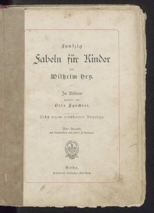 Fünfzig Fabeln für Kinder : nebst einem ernsthaften Anhange