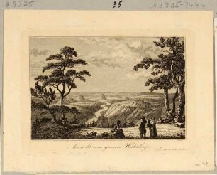 Aussicht vom Großen Winterberg in der Sächsischen Schweiz nach Westen ins Elbtal und auf die Felsen und Tafelberge
