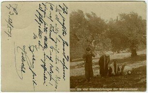 Absaloms Grab und Goldenes Tor. [Islam, Postkarte an Gustaf Dalman]