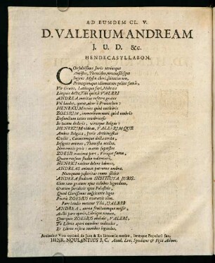 AD EUMDEM CL. V. D. VALERIUM ANDREAM