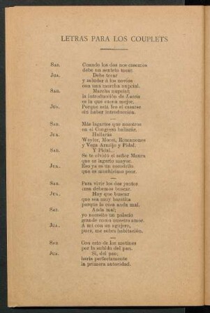 Letras para los couplets