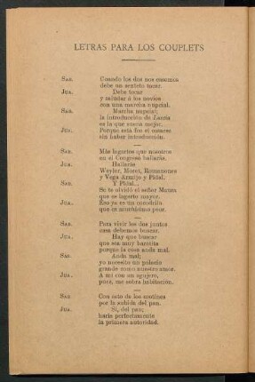 Letras para los couplets