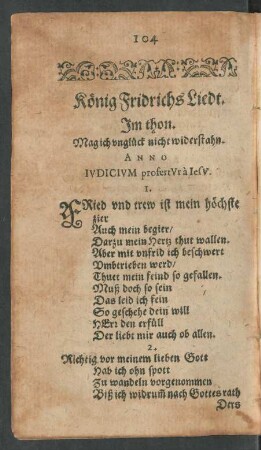 König Fridrichs Liedt