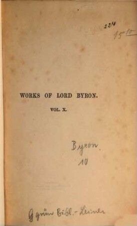 The poetical works of Lord Byron : In 10 vol.. 10