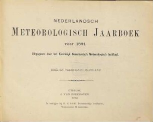 Nederlandsch meteorologisch jaarboek : voor .... 43. 1891 (1892)