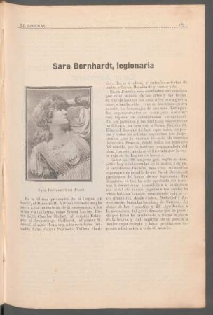 Sara Bernhardt, legionaria