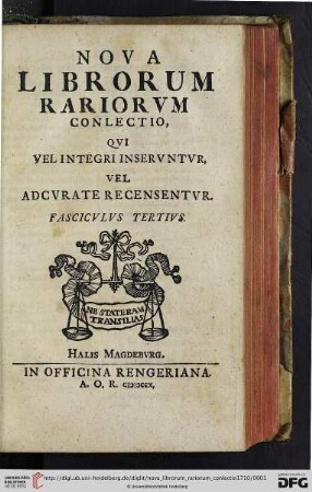 3: Nova librorum rariorum conlectio, qui vel integri inseruntur vel adcurate recensentur