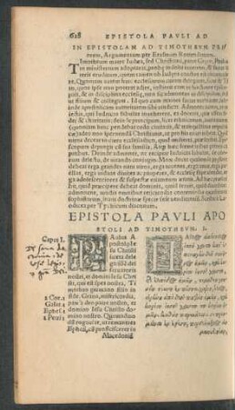 In Epistolam Ad Thimotehum Priorem, Argumentum ...