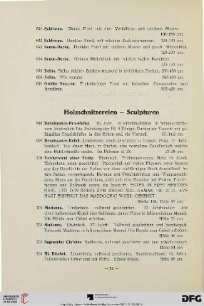 Holzschnitzereien – Sculpturen (Nr. 698-705)