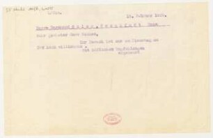 Brief an Bernhard Sekles : 18.02.1925
