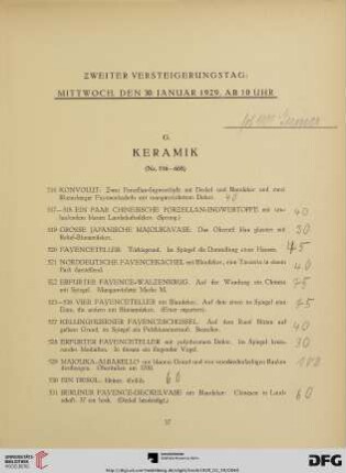 G. Keramik (Nr. 516-668)