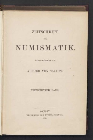19.1895: Zeitschrift für Numismatik