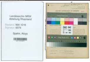 Entnazifizierung Aloys Spahn , geb. 21.10.1903 (Bauunternehmer)