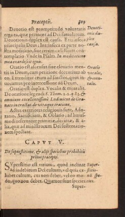 Capvt V. De superstitione, [et] alijs speciebus prohibitis primo praecepto.