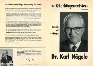 Werbeprospekt von Dr. Karl Nägele als Kandiat für die Oberbürgermeisterwahl
