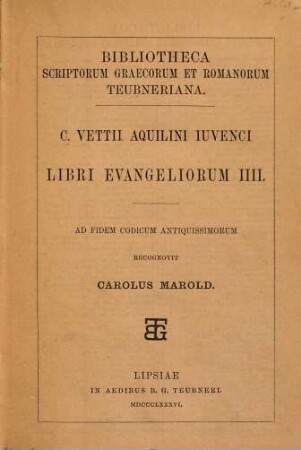Libri evangeliorum IIII : ad fidem codicum antiquissimorum