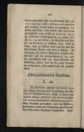 Obliegenheiten der Vorsteher.