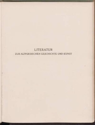 Literatur zur altpersischen Geschichte und Kunst