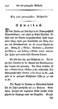 Ein und zwanzigster Abschnitt. Schwalbach.