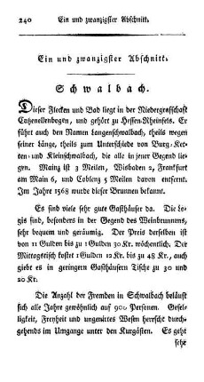 Ein und zwanzigster Abschnitt. Schwalbach.