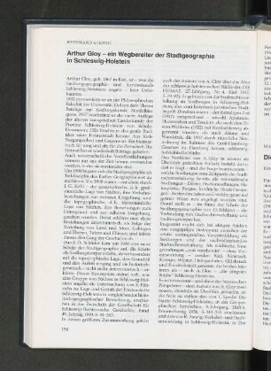 Arthur Gloy - ein Wegbereiter der Stadtgeographie in Schleswig-Holstein