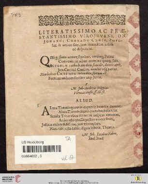 Literatissimo ac præstantissimo