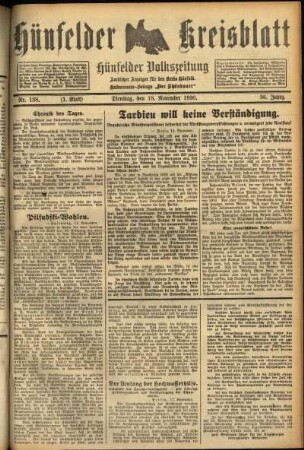 Erste Ausgabe vom Dienstag, den 18. November 1930.