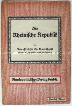 Broschüre zur Auseinandersetzung mit den separatistischen Bestrebungen im Rheinland