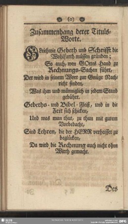 Zusammenhang derer Tituls-Worte