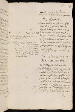 IV. De facultate Bonarum Artium et Paedagogii Ordinatio.