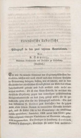 249-266 Literarische Uebersicht der Pädagogik in den zwei letzteren Generationen