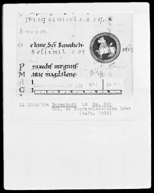 Laacher Sakramentar — Tierkreiszeichen Löwe, Folio 4verso