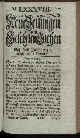 N. LXXXVIII. Leipzig, den 2 November. - N. XCVI. Leipzig, den 30 November.