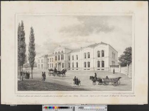 Krankenhaus der deutsch-israelitischen Gemeinde, oder das Betty Heinesche Stift, in der Vorstadt St. Pauli bei Hamburg. Erbaut 1841 (Ansichten von Hamburg und der Umgegend ; III,38) (Hamburg's Vergangenheit in bildlichen Darstellungen ; III,38)