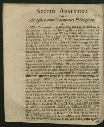 Sectio Analytica Sistens Analysin vocum Grammatico-Philologicam.