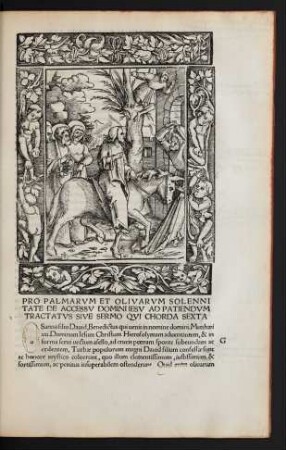 Pro Palmarum Et Olivarum Solennitate De Accessu Domini Iesu Ad Patiendum Tractatus Sive Sermo Qui Chorda Sexta