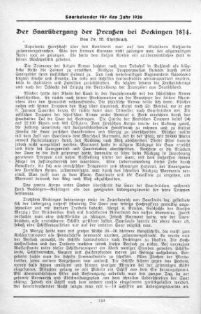 Der Saarübergang der Preußen bei Beckingen 1814