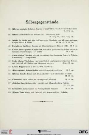 Silbergegenstände (Nr. 106-119)