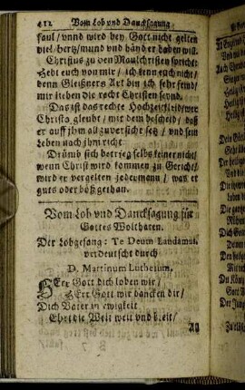 Vom Lob und Dancksagung für Gottes Wolthaten.