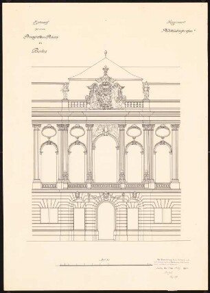 Prinzliches Palais Schinkelwettbewerb 1901: Eingangsansicht 1:50