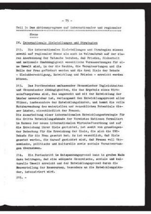Teil 3 - Das Aktionsprogramm auf internationaler und regionaler Ebene - IV. Internationale Zielstellungen und Strategien