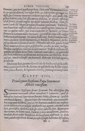 Caput VIII. Priuilegium Stephani Papae Sturmioni Abbati concessum.