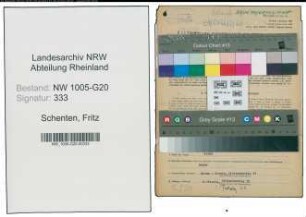 Entnazifizierung Fritz Schenten , geb. 10.02.1906 (Schreiner)